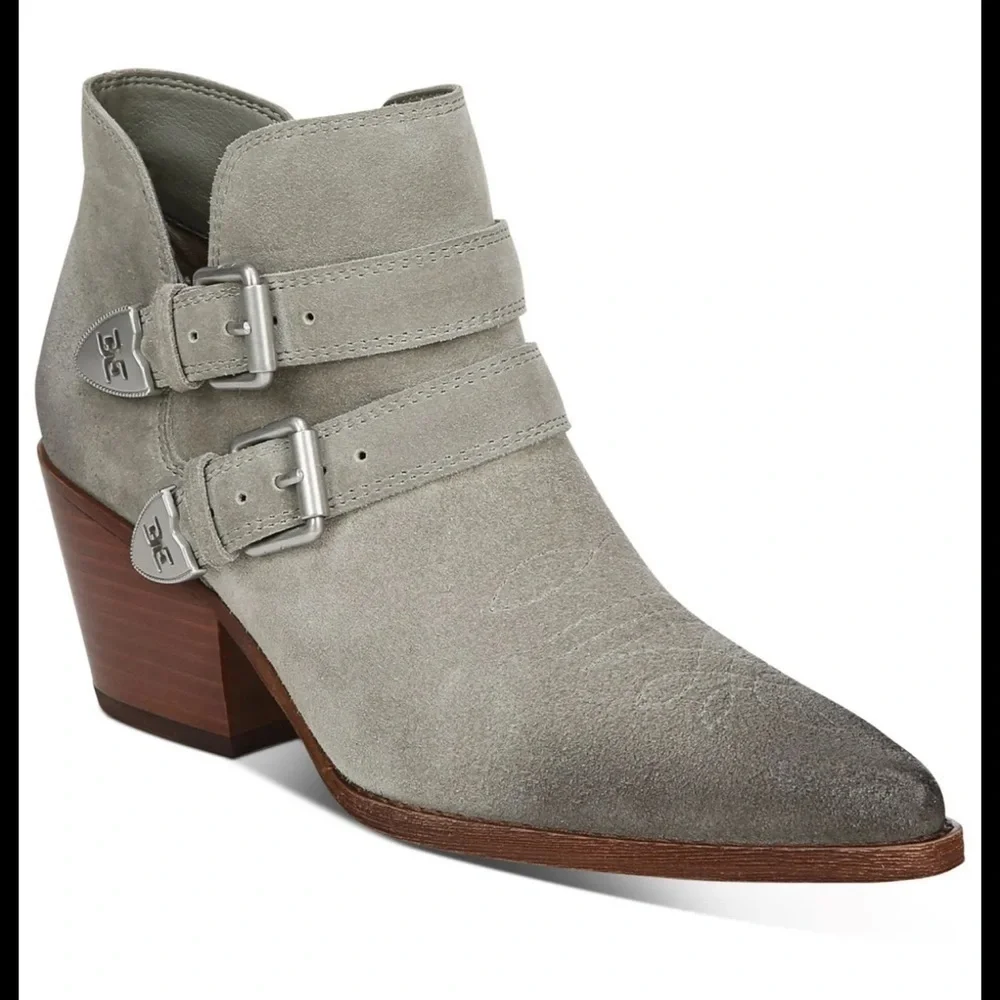 Sam Edelman western booties Windsor‎ sea foam suede oiled front look Sz 10 W